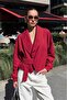 Red Shawl Collar Belted Double-Breasted Short Trench Coat, Coat Per9751 - 2