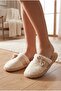 Beige Bowknot Plush House Slippers / Soft Sole Comfortable Indoor Slippers - 2