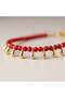 Women's Red Beaded Necklace Gold Color Drop Dangle Stylish Design Necklace