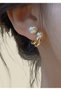 Xuping Gold Pearl Double Row Hoop Earrings - Modern Non-Tarnish Anti-Allergy Fade-Resistant Stylish Gift New Season Trend Women's Earrings