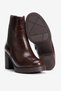 Women's Chelsea Boots Crocodile Patterned Zippered Platform Sole Thick Heeled Elastic Croches Brown - 5