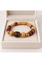 Wooden Look Beaded Bracelet with Gold Detail, Ethnic Patterned Stylish Accessory - 3
