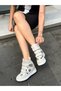Gray Suede (İsabe) Hidden Heel Padded Heel 7 cm Height Increasing Sneakers - 3
