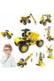 Set cadou 8 în 1: Blocuri de construcție educative creative cu vehicule de construcții - 5
