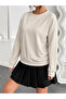 Women's Oversize Sweatshirt 2 Thread Oysho Fabric Crew Neck Basic Sweat - 2