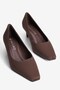 Women's Suede Heeled Shoes Stiletto Square Toe Short Heel Leni Brown