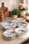 Bird Pattern 10 Piece Ceramic Cake Presentation Plate Set