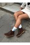 Brown Genuine Suede (Galley) Lace-Up Detail Zippered Women's Boots - 4