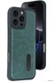 Zngzrmll Newface iPhone 16 Pro Max Case Sara Leather Case with Business Card Holder - (204310) Dark Green