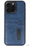 Zngzrmll Newface iPhone 15 Pro Max Case Sara Leather Case with Business Card Holder (204302) - Navy Blue - 2