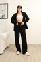 Oversize Hooded Zippered Wide-Legged Modal Fabric Sweat Suit - 2