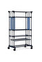 Vertical Rack with Wheels - 4-Tier Movable Clothes Drying Rack - Stainless Steel Hanging Garment Rack with Double Rails - Foldable Storage Organizer for Bedroom, Closet & Laundry Room - 4