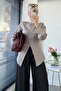 Premium Side Buttoned Back Tie Blouse - Mink - 5