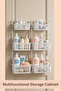 Multifunctional Storage Cabinet - Wall Mounted Bathroom Storage Cabinet with 6 Removable Baskets - Space Saving Over Door Organizer - Plastic Hanging Cabinet for Bathroom, Kitchen, Laundry, Pantry - 2