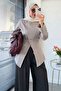 Premium Side Buttoned Back Tie Blouse - Mink - 4