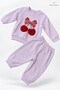 Baby Girl 2-Piece Set with Cherry Embroidery and Bow Detail, 2-Piece Top and Bottom Set, Seasonal - 4