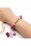 Women's Fuchsia and Pink Marbled Large Beaded Gold Color Apparatus-Adorned Stylish Bracelet
