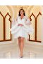 Special Design Tulle Detailed 2-Piece Short Dressing Gown and Nightgown Set (Boxed) - 3
