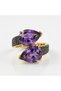 Bronze Women's Ring Authentic Copper Jewelry Lilac Zircon Stone Twin Drop Model Adjustable Vintage - 6