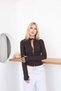 Women's Diving Fabric Zipper Stand Collar Slim Fit Sports Jacket Finger Loop Long Sleeve Fitness Pilates Running Hiking Top - 3
