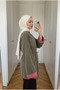 Women's Striped Detailed Collar and Wide Cuff Belted Tunic 70 cm