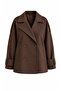 Brown Double-Breasted Collared Trench Coat - 2Y7537