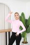 Women's Stand Collar Scuba Fabric Zippered Slim Fit Sweatshirt with Finger Loop - 4