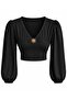 Women's Blouse with Buckle Detail and Low Back Cut