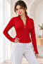 Women's Stand Collar Zippered Finger-Loop Scuba Fabric Slim Fit Sports Jacket - 2