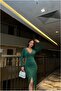 Double-Breasted Detailed Evening Dress with Stone Collar and Long Sleeves - 3