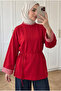 Women's Striped Detailed Collar and Wide Cuff Belted Tunic 70 cm - 3