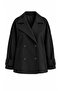 Black Double-Breasted Collared Trench Coat - 2Y7537