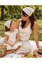 Mother Child Bandana Set 100% Cotton Scallop Fabric White - 2