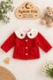 Girl's Strawberry Embroidered Baby Collar Winter Pocket Coat