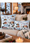 Winter Themed Double-Sided Decorative Throw Pillow Cover Set of 2 – Ski Village and Mountain Pattern 43X43 cm & 30X50 cm