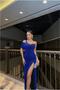 One-Slit Evening Dress Off-The-Shoulder Dress
