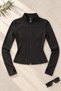Women's Stand Collar Scuba Fabric Zippered Slim Fit Sweatshirt with Finger Loop