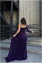 Crepe Single Shoulder Fabric Dress with Tail - 3