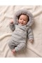 Little Man Baby Boy Woolen Salopet Cardigan Combination with Fur Detail
