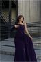 Crepe Single Shoulder Fabric Dress with Tail - 2