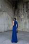 Thick Detailed Evening Dress with Stone Collar and Long Sleeves - 2