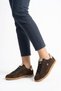 Moter side buckle detail colorful genuine leather women's sneakers - coffee suede - 6