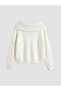 White Boat Neck Women's Knitwear Sweater - 6