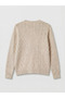 Beige Crew Neck Shiny Textured Women's Knitwear Sweater - 6