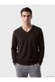Brown V-Neck Men's Knitwear Sweater