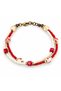 Red and White Double Row Bead Bracelet – Stylish Accessory with Gold Detailing and Patterned Design - 2