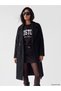 Black Double-Breasted Collared Belted Women's Cashmere Coat