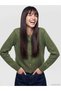 Green Crew Neck Women's Knitwear Cardigan