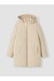 Beige Hooded Girl's Puffer Coat