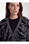 Black Leopard Patterned Women's Knitwear Cardigan - 3